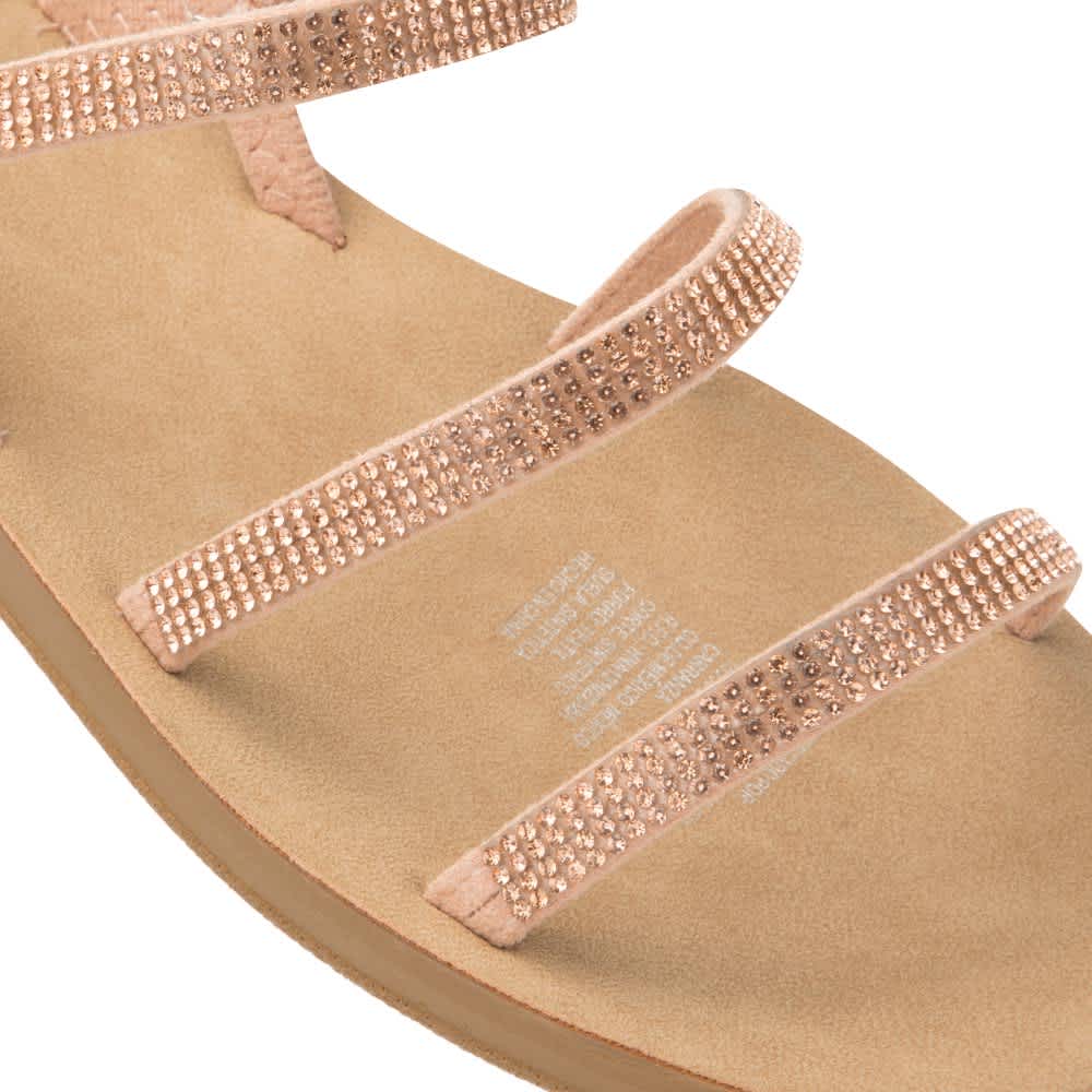 Sandalia Plana Tiras Con Brillos