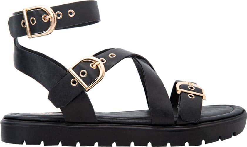 Sandalia Plana Acojinada Hebillas