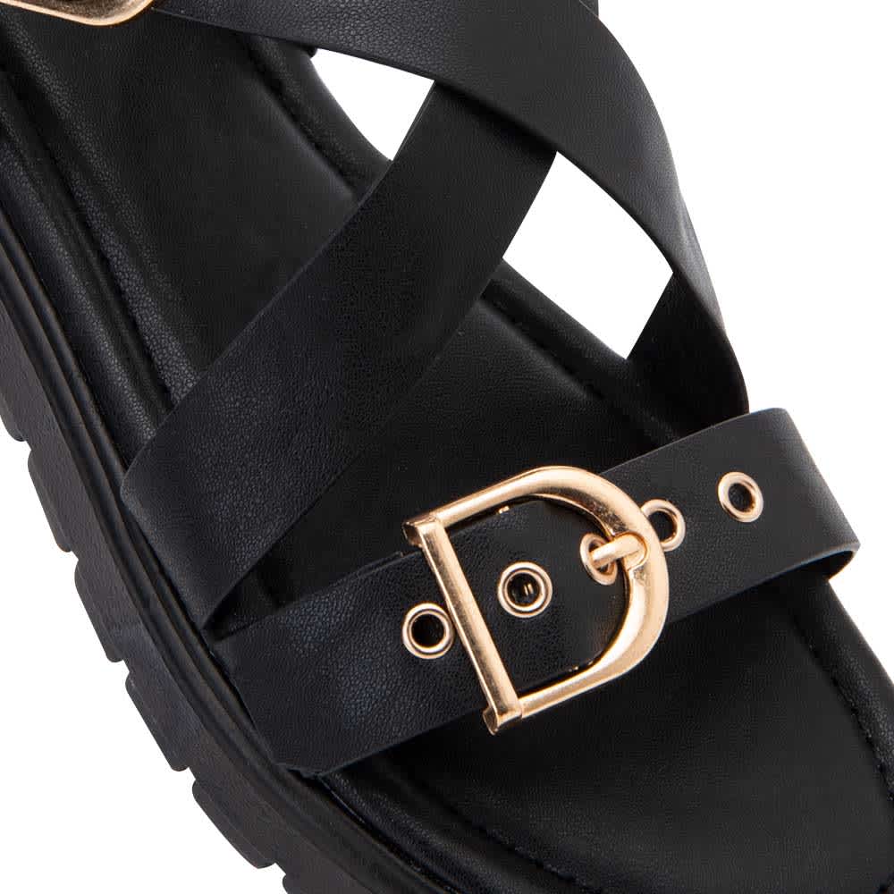 Sandalia Plana Acojinada Hebillas