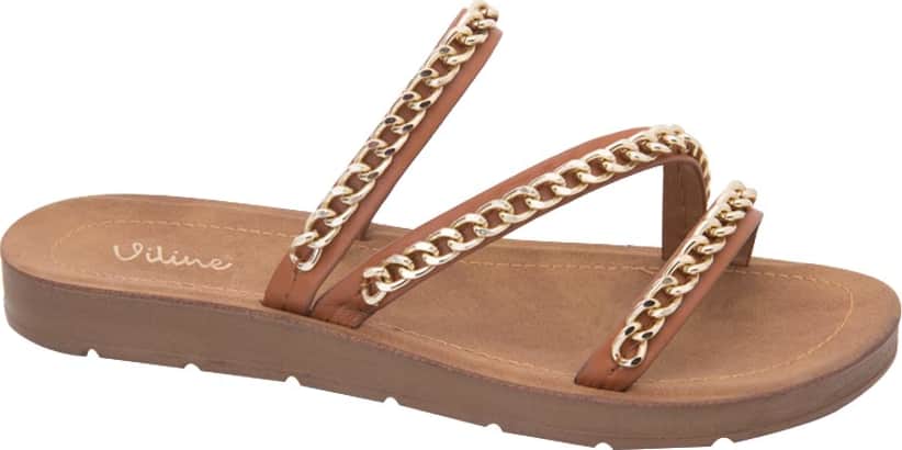 Sandalia Plana Tiras Cadena