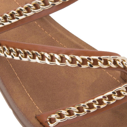 Sandalia Plana Tiras Cadena