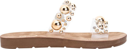 Sandalia Plana Mica Con Perlas