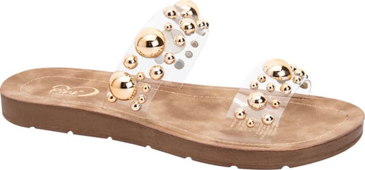 Sandalia Plana Mica Con Perlas