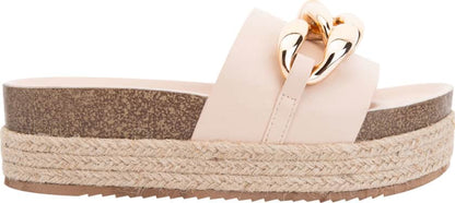 Sandalia Plana Altura Media Con Yute