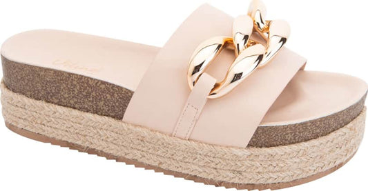 Sandalia Plana Altura Media Con Yute