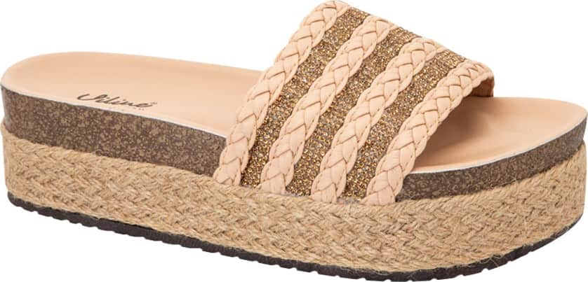 Sandalia Plana Altura Media Con Yute