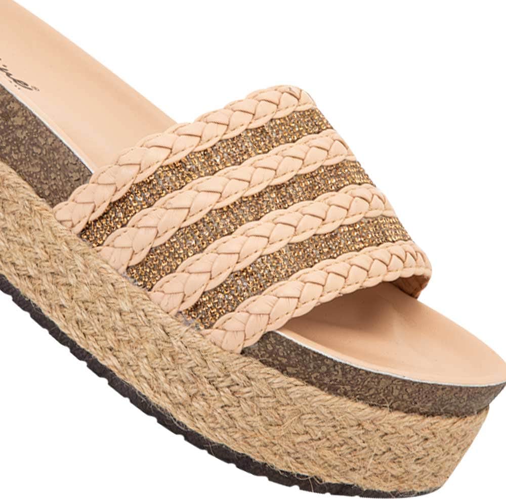 Sandalia Plana Altura Media Con Yute