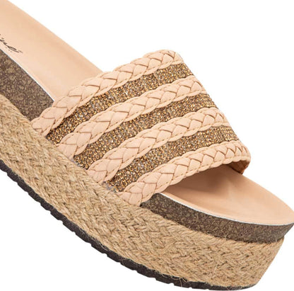 Sandalia Plana Altura Media Con Yute