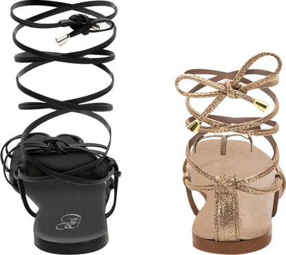 Kit Sandalia Planas Tiras Amarre