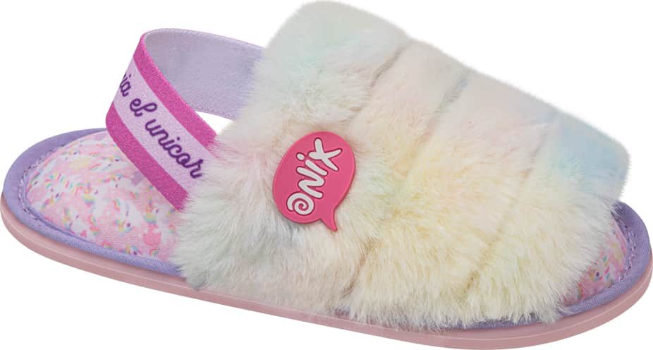 Sandalia Pantufla Peluche Multicolor
