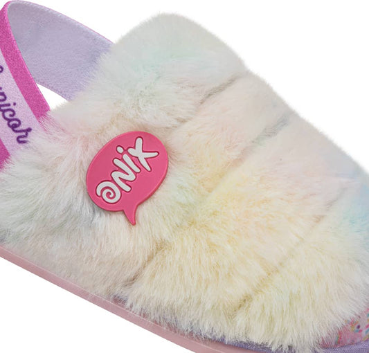 Sandalia Pantufla Peluche Multicolor