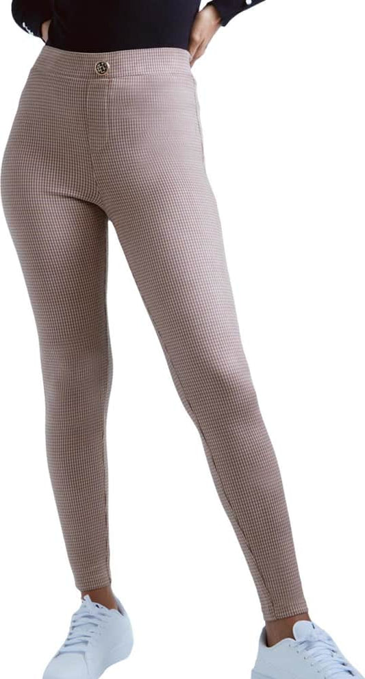 Leggings Formal, Cintura Alta A Cuadros                  Pr