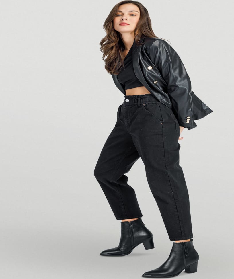 Bota Texana Pu De Tacón Ancho Con Cierre