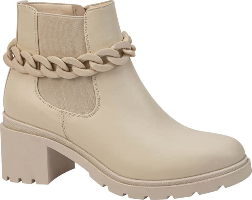 Bota Moto Pu Cadena Mono Color De Tacón