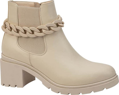 Bota Moto Pu Cadena Mono Color De Tacón