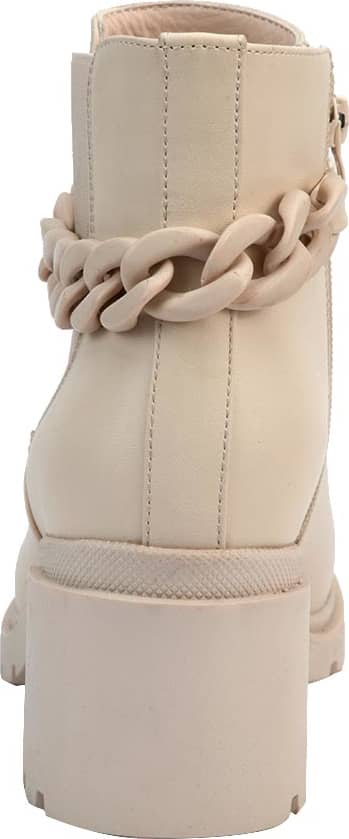 Bota Moto Pu Cadena Mono Color De Tacón