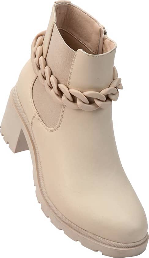 Bota Moto Pu Cadena Mono Color De Tacón