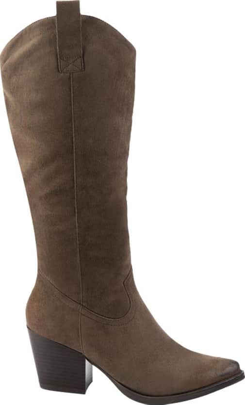 Bota Vaquera Ante Brush En Punta Y Talón