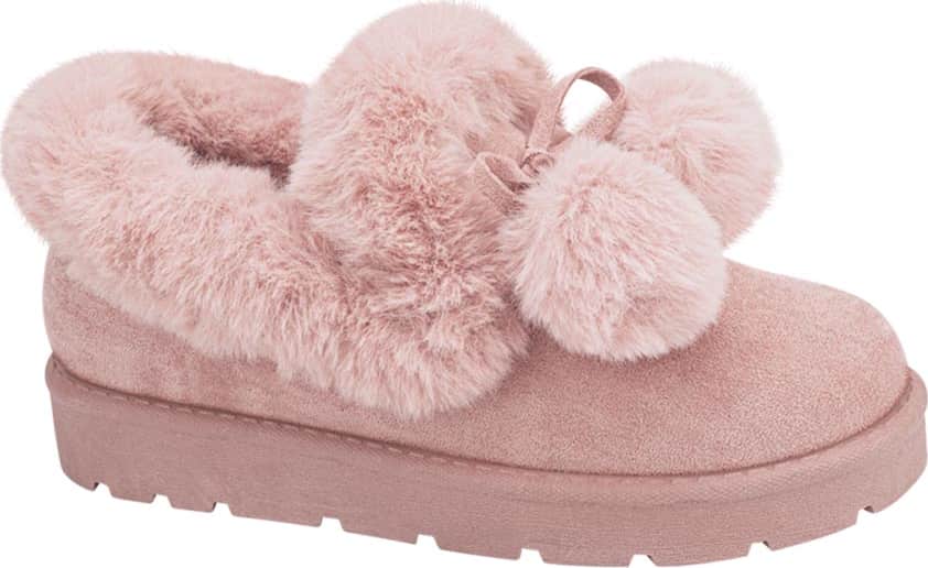 Pantufla Cerrada Peluche Pompones