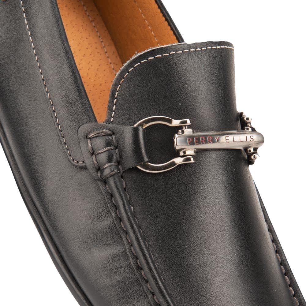 Zapatos casuales caballero negro piel Perry Ellis modelo 6554
