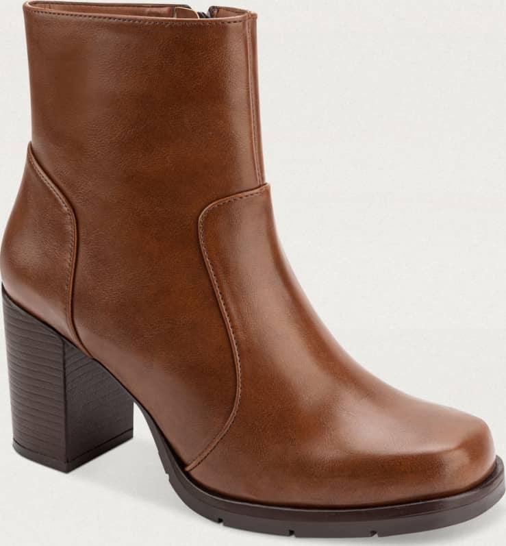 Bota Vestir Pu Con Tacón Punta Cuadrada