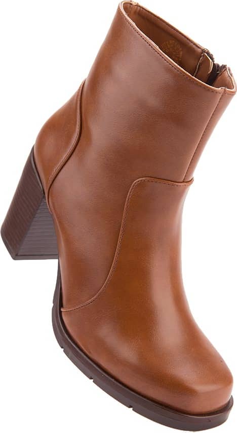 Bota Vestir Pu Con Tacón Punta Cuadrada