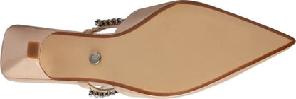 ZAPATILLA MULES TACÓN ASIMÉTRICO ADORNO BRILLO