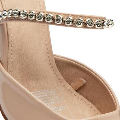 ZAPATILLA MULES TACÓN ASIMÉTRICO ADORNO BRILLO