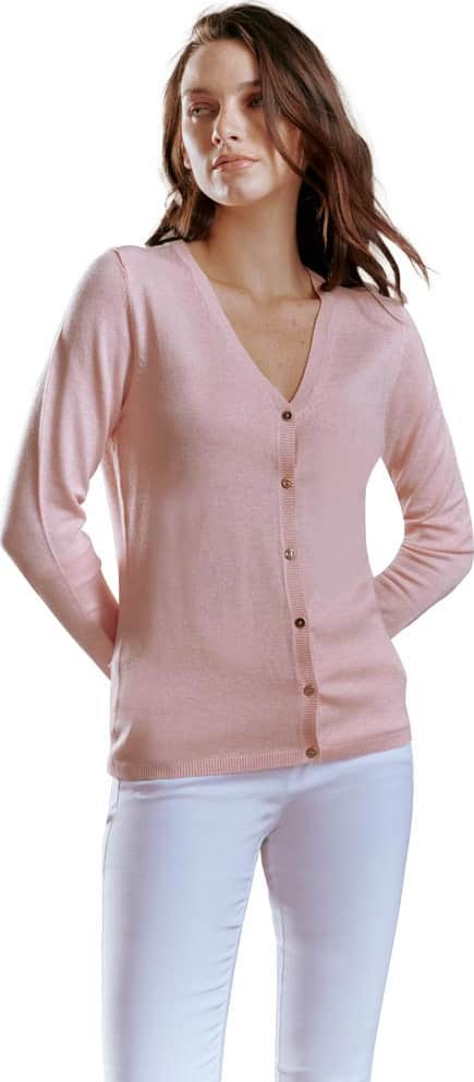 SWEATER BASICO ABIERTO CON BOTONES CUELLO V