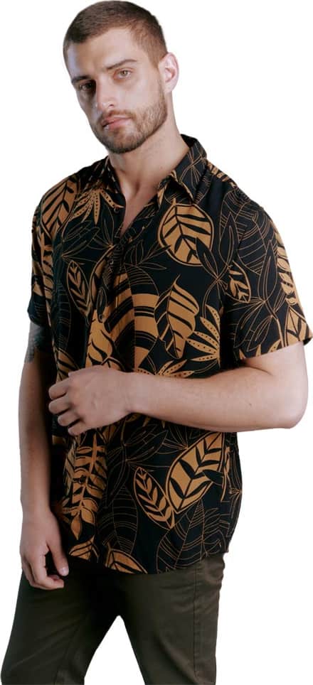 CAMISA REGULAR FIT DE VISCOSA MANGA CORTA