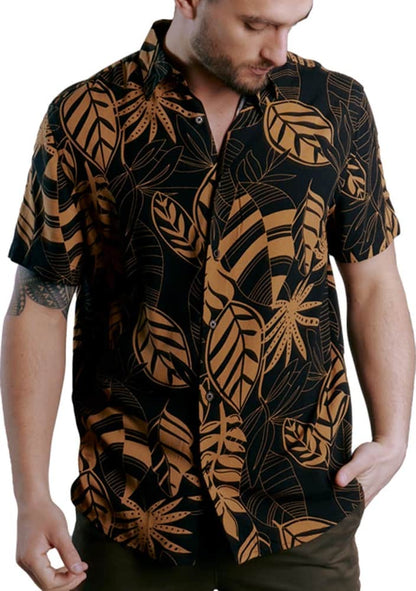 CAMISA REGULAR FIT DE VISCOSA MANGA CORTA