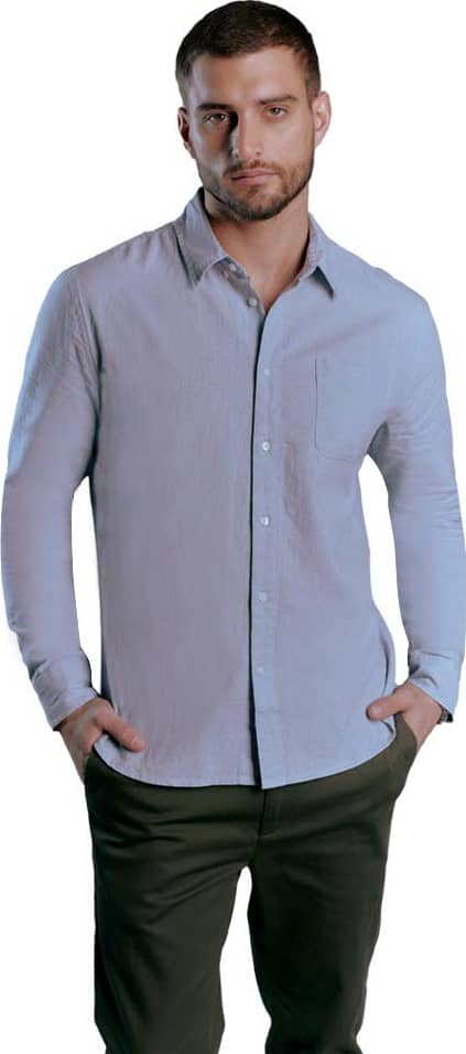 CAMISA  SLIM FIT DE LINO MANGA LARGA