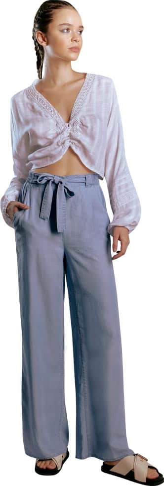 PANTALON CASUAL PIERNA ANCHA CINTURA ALTA