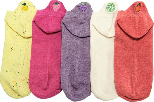 SET 5 PARES TINES DE DAMA CON BORDADO DE FRUTAS