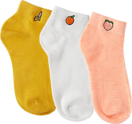 SET 3 PARES TINES DE DAMA CON BORDADO DE FRUTAS