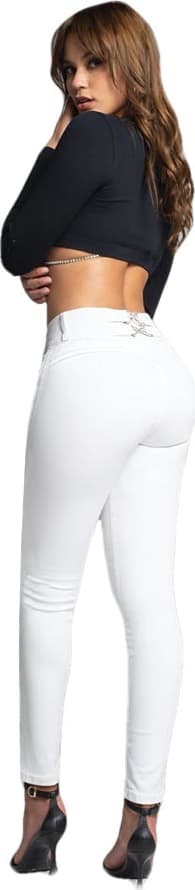 JEANS SUPER SKINNY CINTURA ALTA CON PEDRERIA