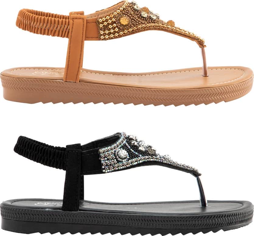 KIT SANDALIA PLANAS CON BRILLOS