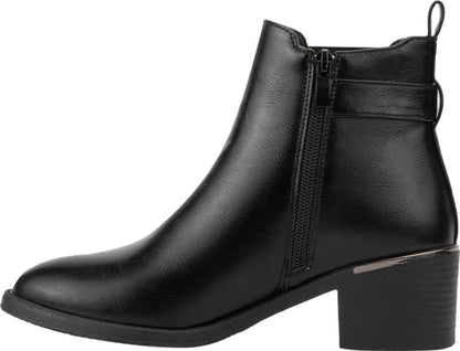 BOTA CASUAL PU CON ELÁSTICO PLACA EN TACÓN