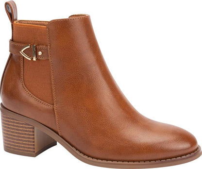 BOTA CASUAL PU DE TACÓN ANCHO HERRAJE METÁLICO