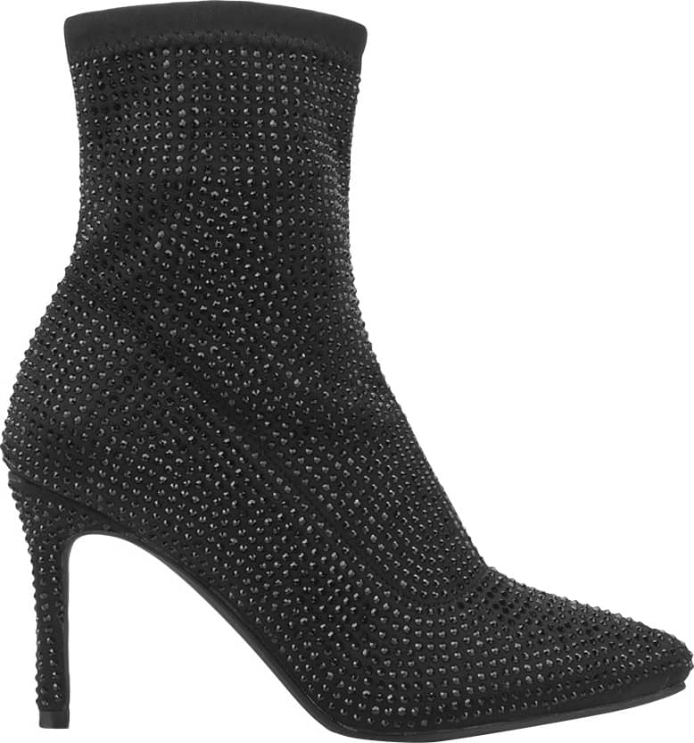 BOTA VESTIR ANTE TUBO STRETCH CON PEDRERÍA TACÓN DELGADO