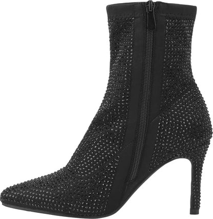 BOTA VESTIR ANTE TUBO STRETCH CON PEDRERÍA TACÓN DELGADO