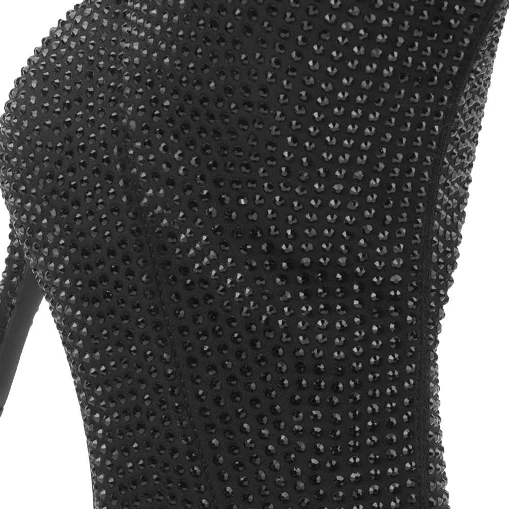 BOTA VESTIR ANTE TUBO STRETCH CON PEDRERÍA TACÓN DELGADO