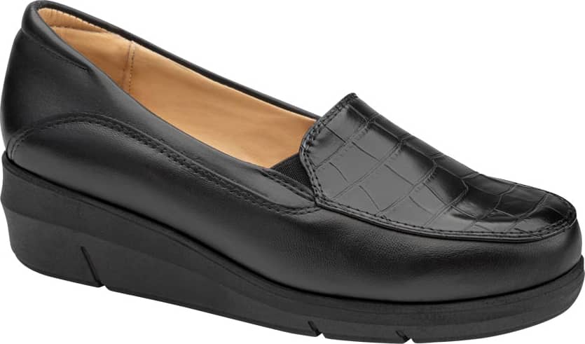 CUÑA BAJA PIEL ACABADO COCODRILO