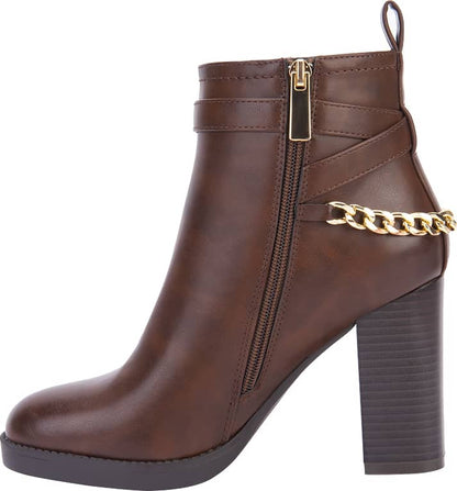 BOTA VESTIR PU CON CADENAY HEBILLA PLATAFORMA CON TACÓN