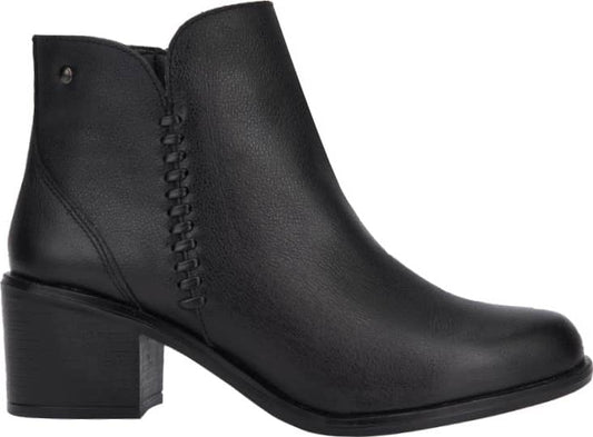 BOTA CASUAL PIEL VACUNO CON DETALLE TEJIDO