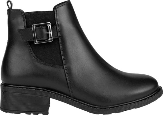 BOTA CASUAL PIEL VACUNO TACÓN CON ELÁSTICO Y HEBILLA