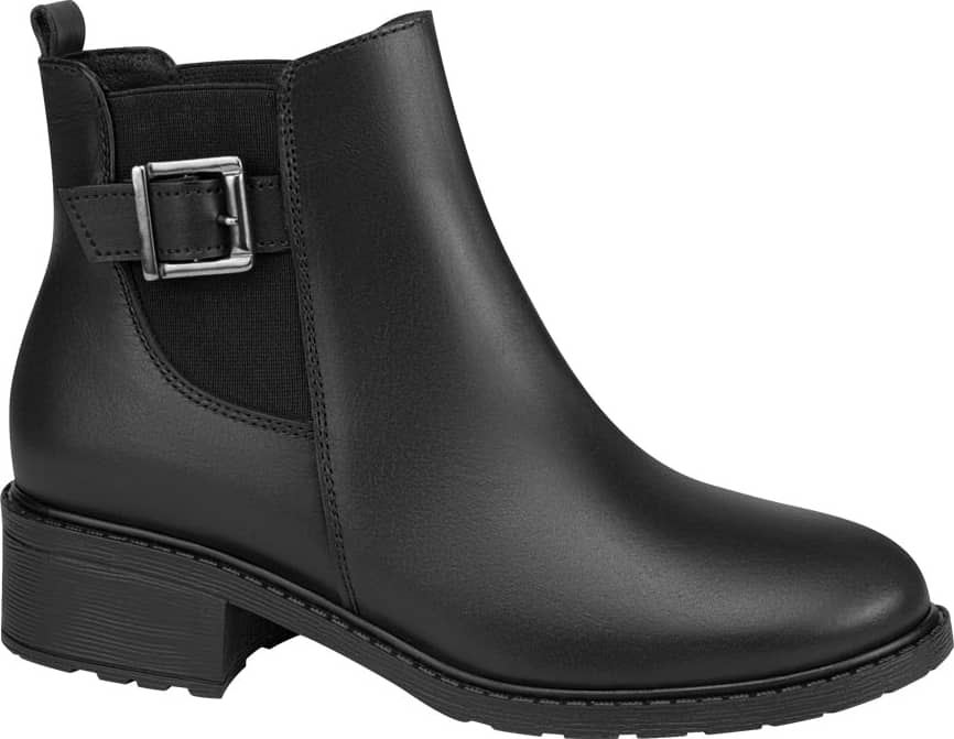 BOTA CASUAL PIEL VACUNO TACÓN CON ELÁSTICO Y HEBILLA