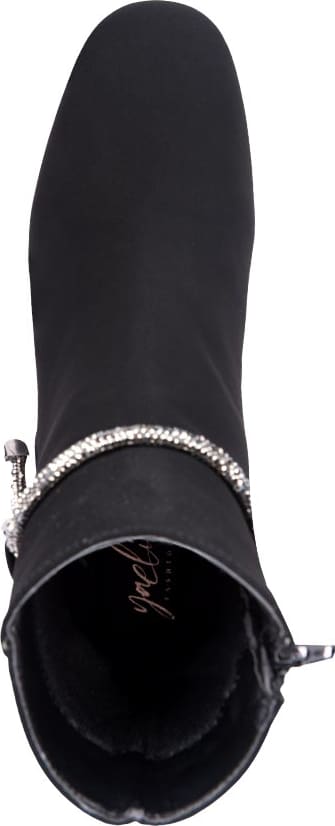 BOTA VESTIR TIPO NOBUCK CON TACÓN DE PEDRERÍA