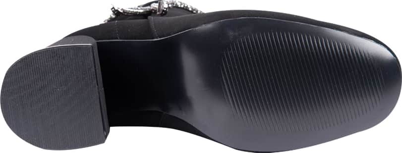 BOTA VESTIR TIPO NOBUCK CON TACÓN DE PEDRERÍA