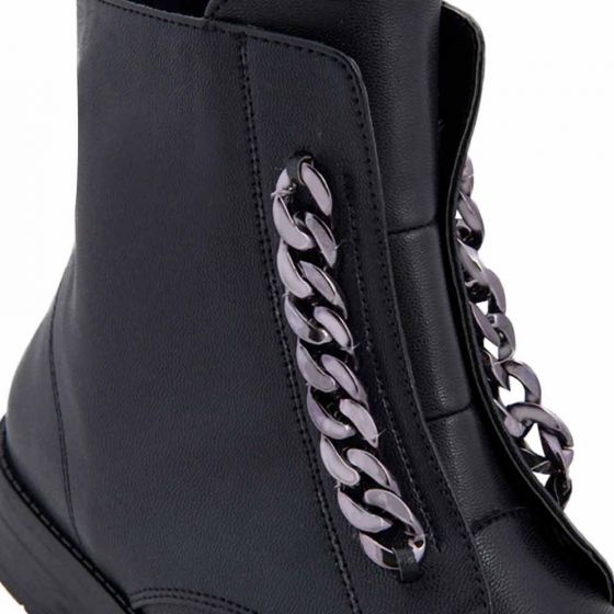 Black Military Boots Woman Blessed Earth Chain 4609